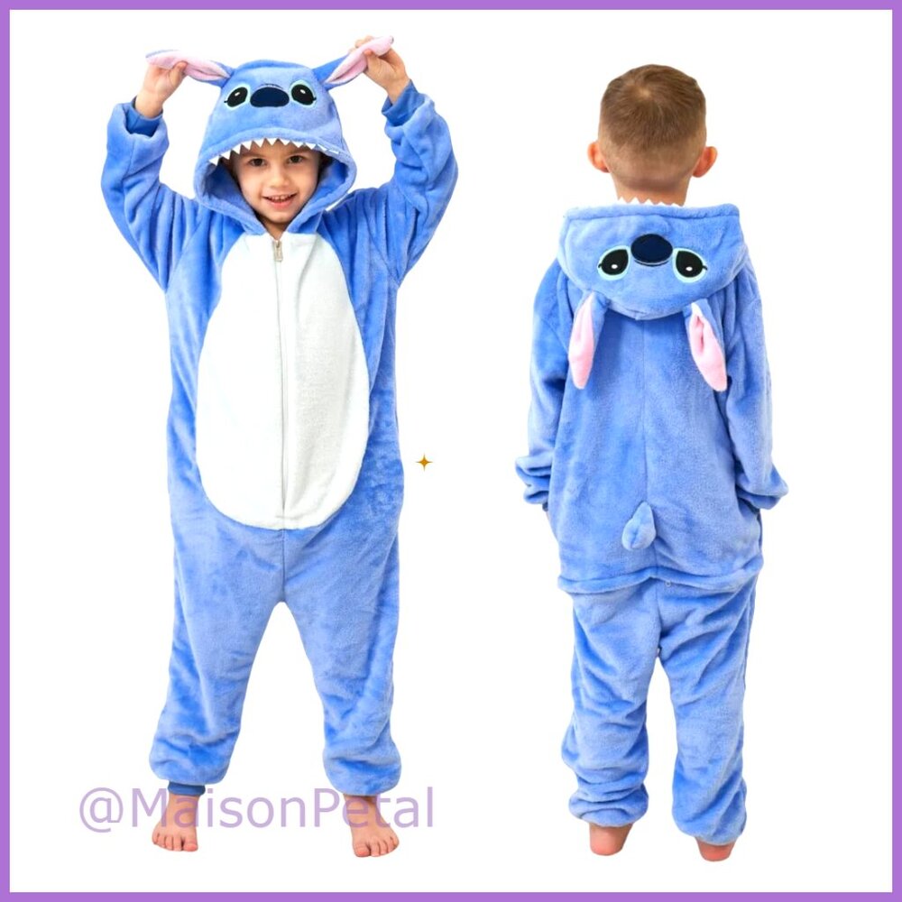 Flannel Onesie Pajamas with Zipper Closure and Pockets